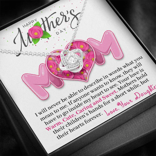 To My Mom - "Your Love is Cute, Caring and Warm" - Necklace