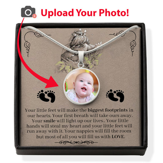 To My New Mommy - "Your Smile Will Light Up The Room" - Upload Photo Necklace