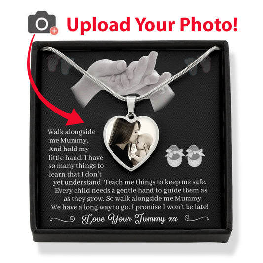 To My New Mommy - "Hold My Little Hand" - Upload Your Photo Necklace